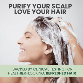 Lifestyle scene with KESMEDIK Tea Tree Shampoo and Conditioner
