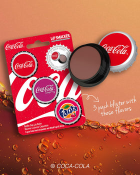 Lifestyle scene with Lip Smacker Coca Cola lip balms
