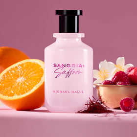 Lifestyle scene with Michael Malul Sangria + Saffron Eau de Parfum