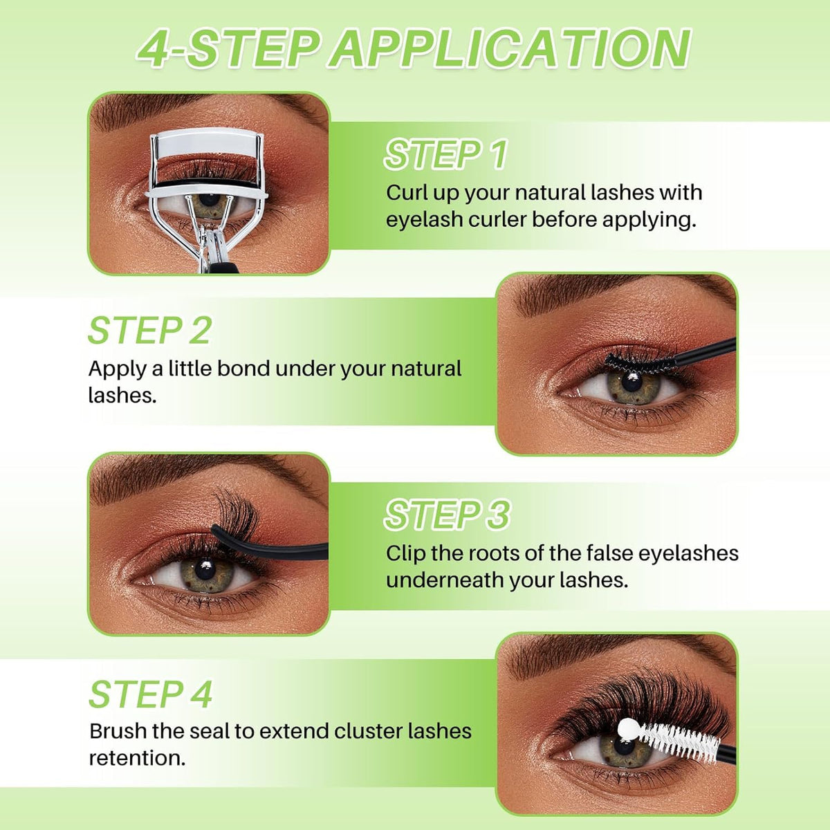 Lifestyle scene with model wearing LASHSUN cluster lashes
