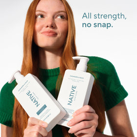 Lifestyle scene with Native Cashmere & Rain Shampoo and Conditioner