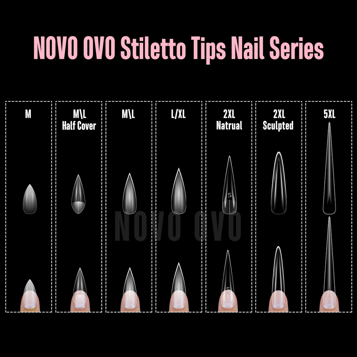 Lifestyle scene with NOVO OVO Stiletto Nail Tips applied