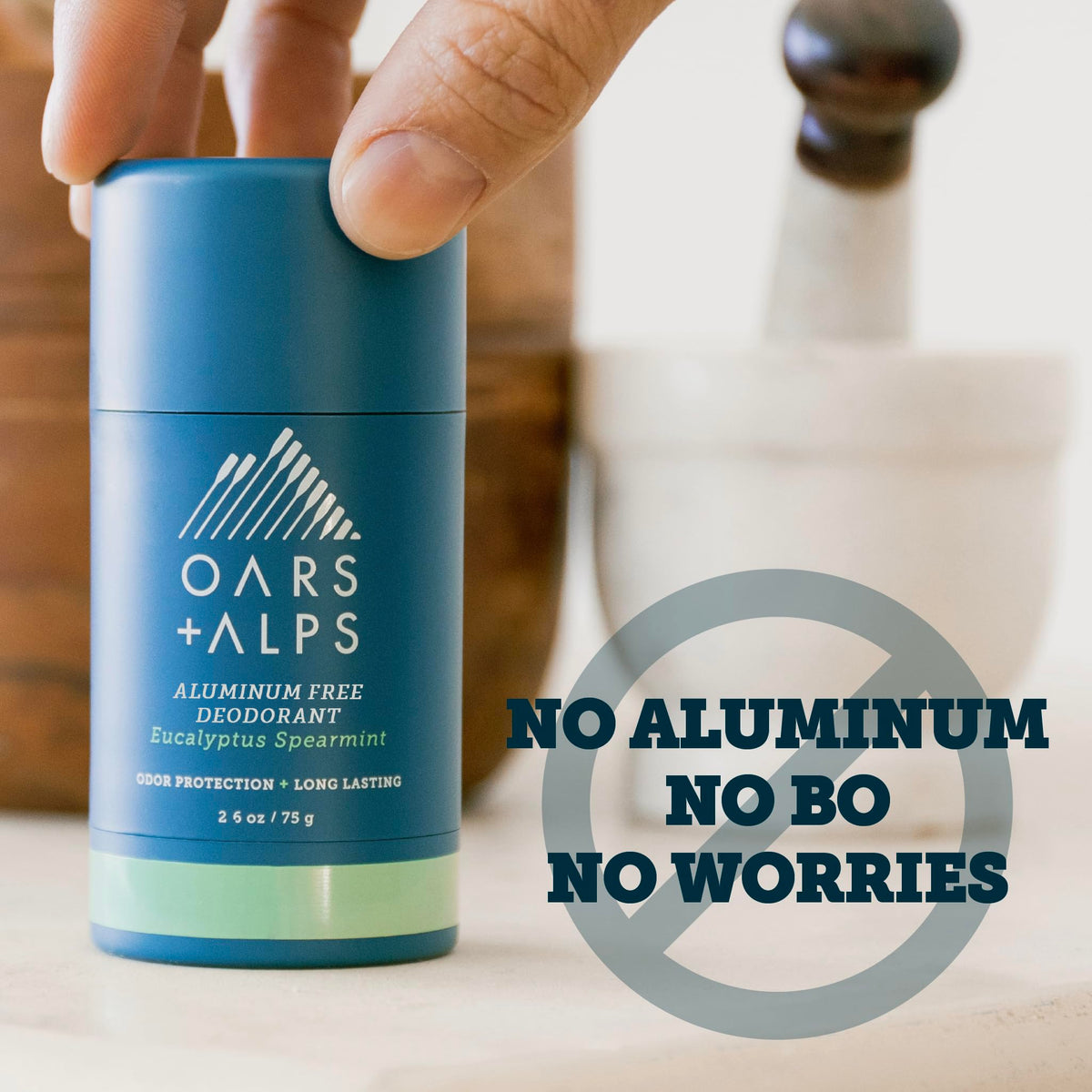 Lifestyle scene with Oars + Alps Men's Deodorant in gym bag