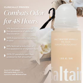Lifestyle scene with Saltair Serum Deodorant on bathroom counter