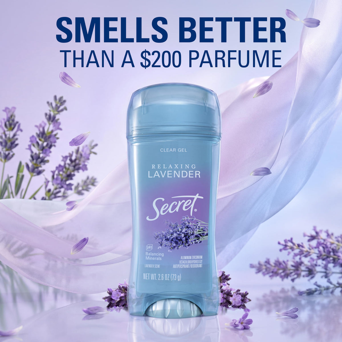 Lifestyle scene with Secret Antiperspirant Deodorant in a bathroom setting