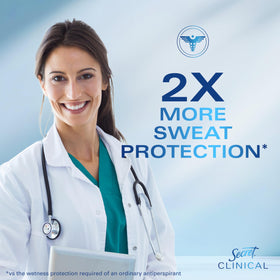 Lifestyle scene with Secret Clinical Strength Antiperspirant Deodorant in bathroom