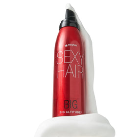 Lifestyle scene with SexyHair Big Altitude Mousse in use