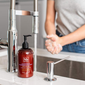 Lifestyle scene with Soapbox Lavender & Marshmallow Root Liquid Hand Soap