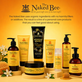Lifestyle scene with The Naked Bee lotion in a bathroom setting