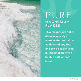 Lifestyle scene with YARELI Magnesium Flakes by the bathtub