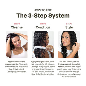 Lifestyle shot of a person using Love Ur Curls products in the shower