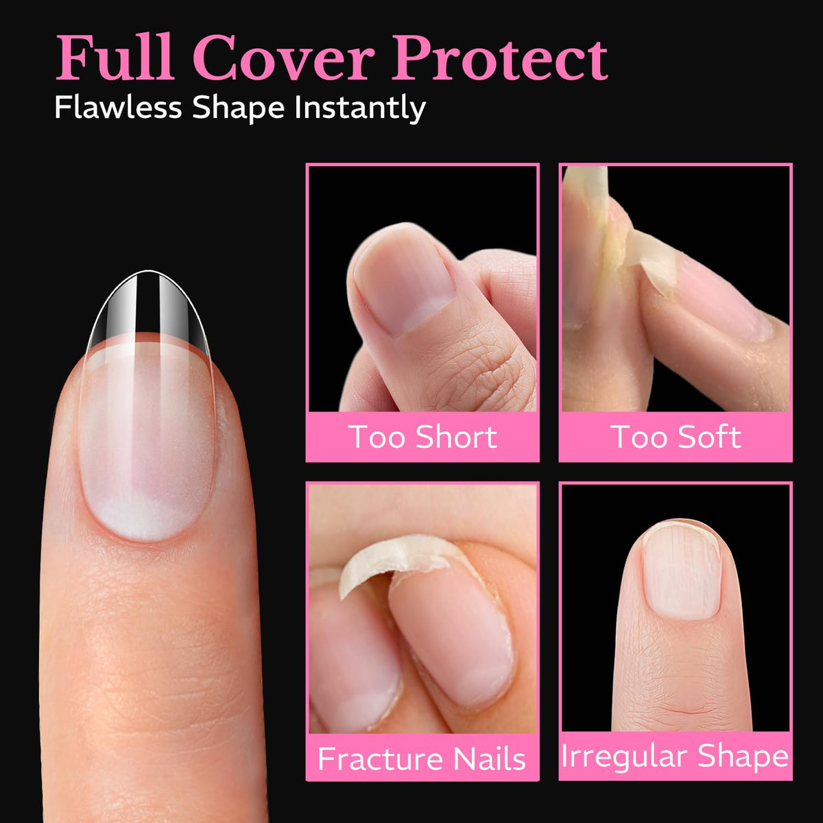 Lifestyle shot of AZUREBEAUTY almond nail tips used on nails