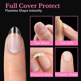 Lifestyle shot of AZUREBEAUTY almond nail tips used on nails