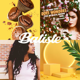 Lifestyle shot of Batiste Dark Dry Shampoo in bathroom setting