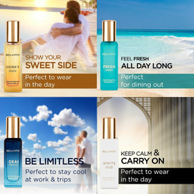 Lifestyle shot of Bella Vita Luxury Perfume Gift Set on a table