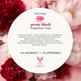Lifestyle shot of Bodycology Peony Blush Fragrance Mist in use