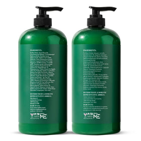 Lifestyle shot of Botanic Hearth Peppermint Oil Shampoo and Conditioner in bathroom