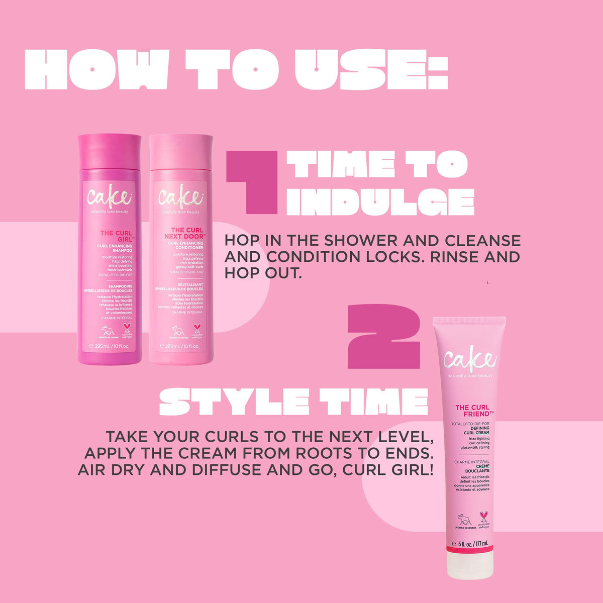 Lifestyle shot of Cake Beauty Curl Friend Defining Curl Cream in use