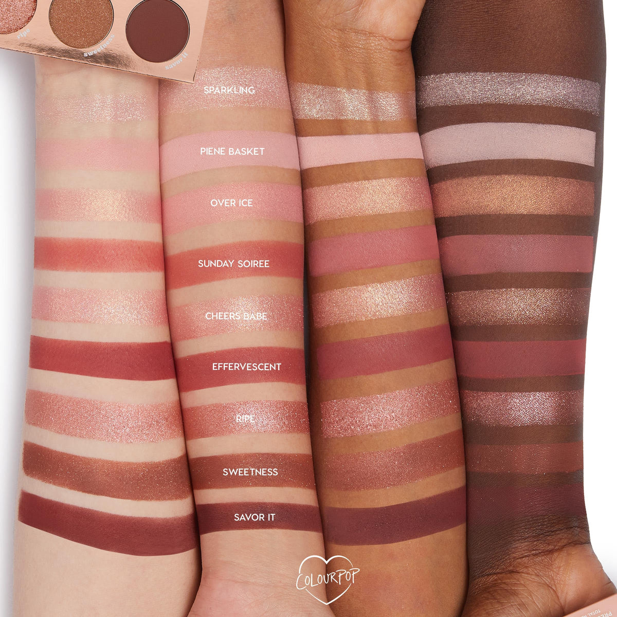 Lifestyle shot of ColourPop By The Rosé Eyeshadow Palette in use
