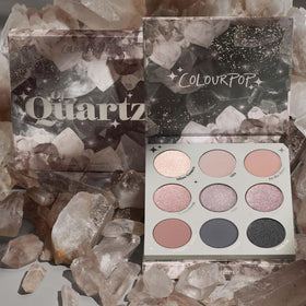 Lifestyle shot of ColourPop Of Quartz Eyeshadow Palette in use