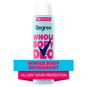 Lifestyle shot of Degree Women Whole Body Deodorant Spray in bathroom