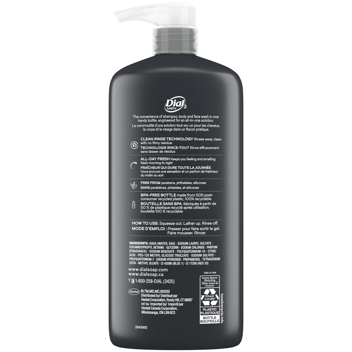 Lifestyle shot of Dial Men 3-in-1 Body Wash in shower