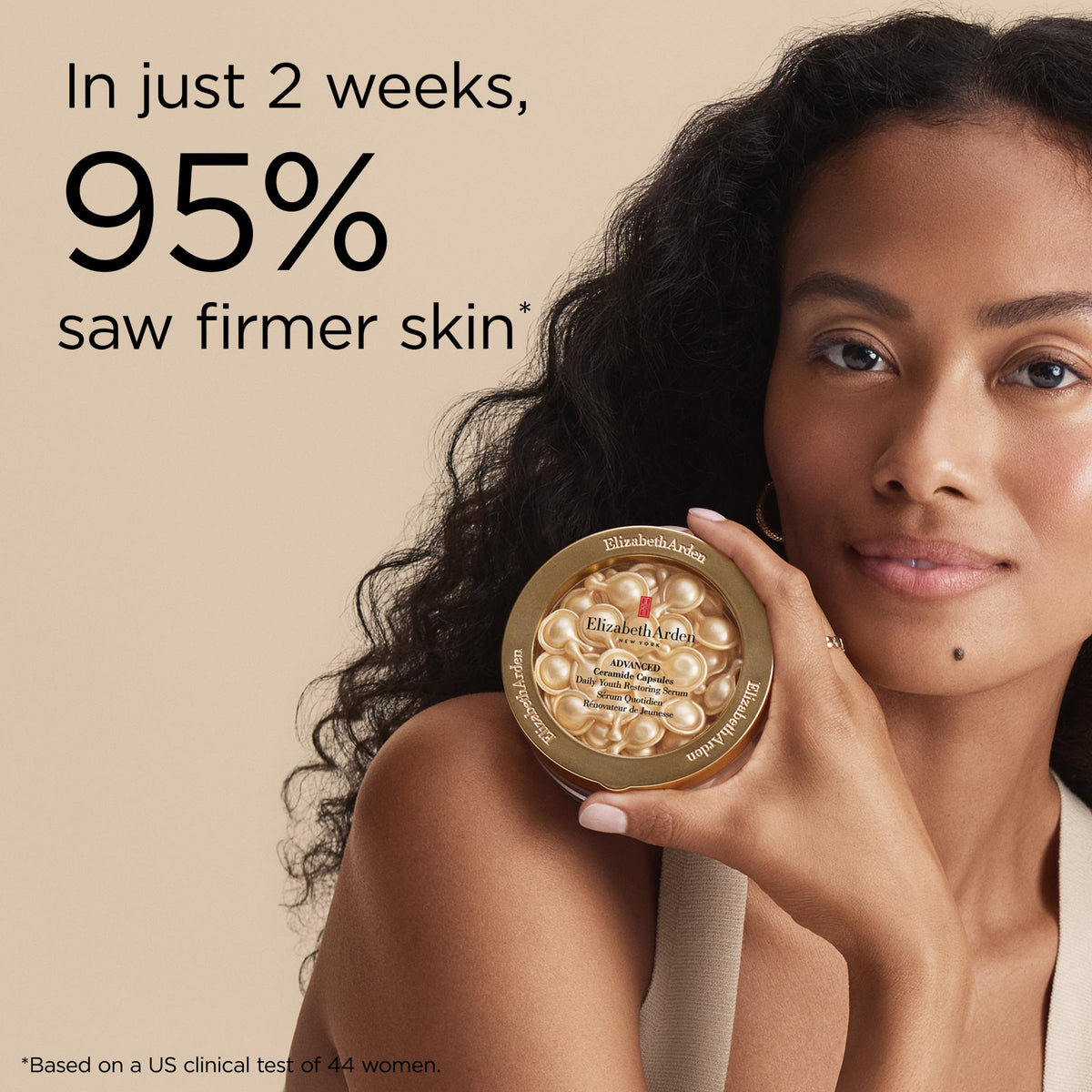 Lifestyle shot of Elizabeth Arden Advanced Ceramide Capsules on vanity