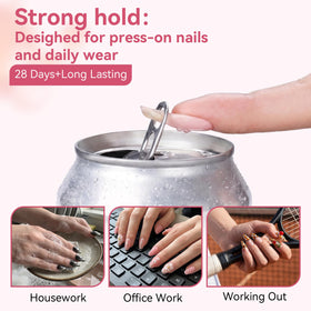 Lifestyle shot of finished nails using Makartt Press On Nail Glue