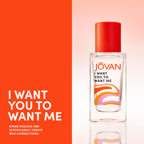 Lifestyle shot of Jovan I Want You To Want Me Eau de Parfum in a stylish setting