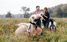 Lifestyle shot of Little Seed Farm deodorant cream in use