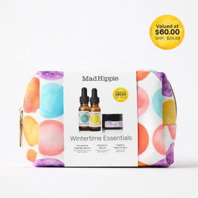 Lifestyle shot of Mad Hippie Wintertime Essentials Skin Care Kit on a vanity