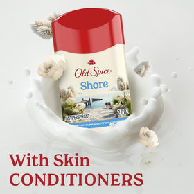 Lifestyle shot of Old Spice Dry Feel Antiperspirant in bathroom