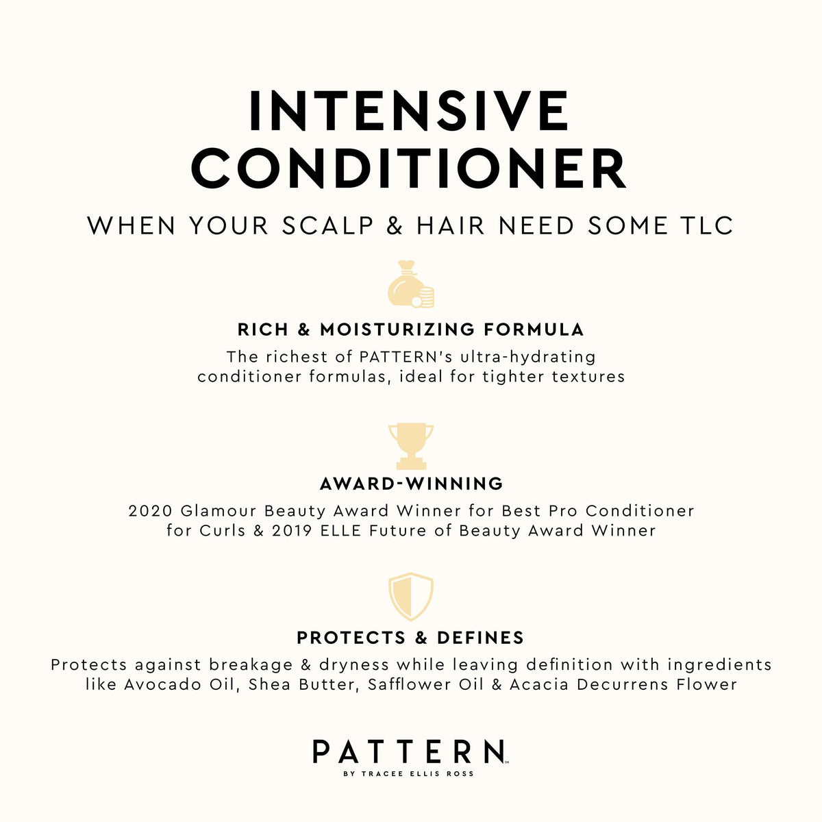 Lifestyle shot of PATTERN Intensive Conditioner in bathroom