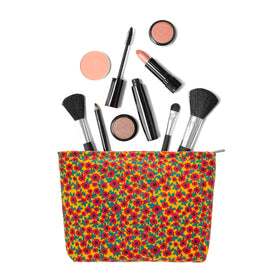 Lifestyle shot of PAZIMIIK Flat Makeup Bag being used outdoors