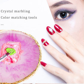 Lifestyle shot of Pengxiaomei nail palette with nail art tools