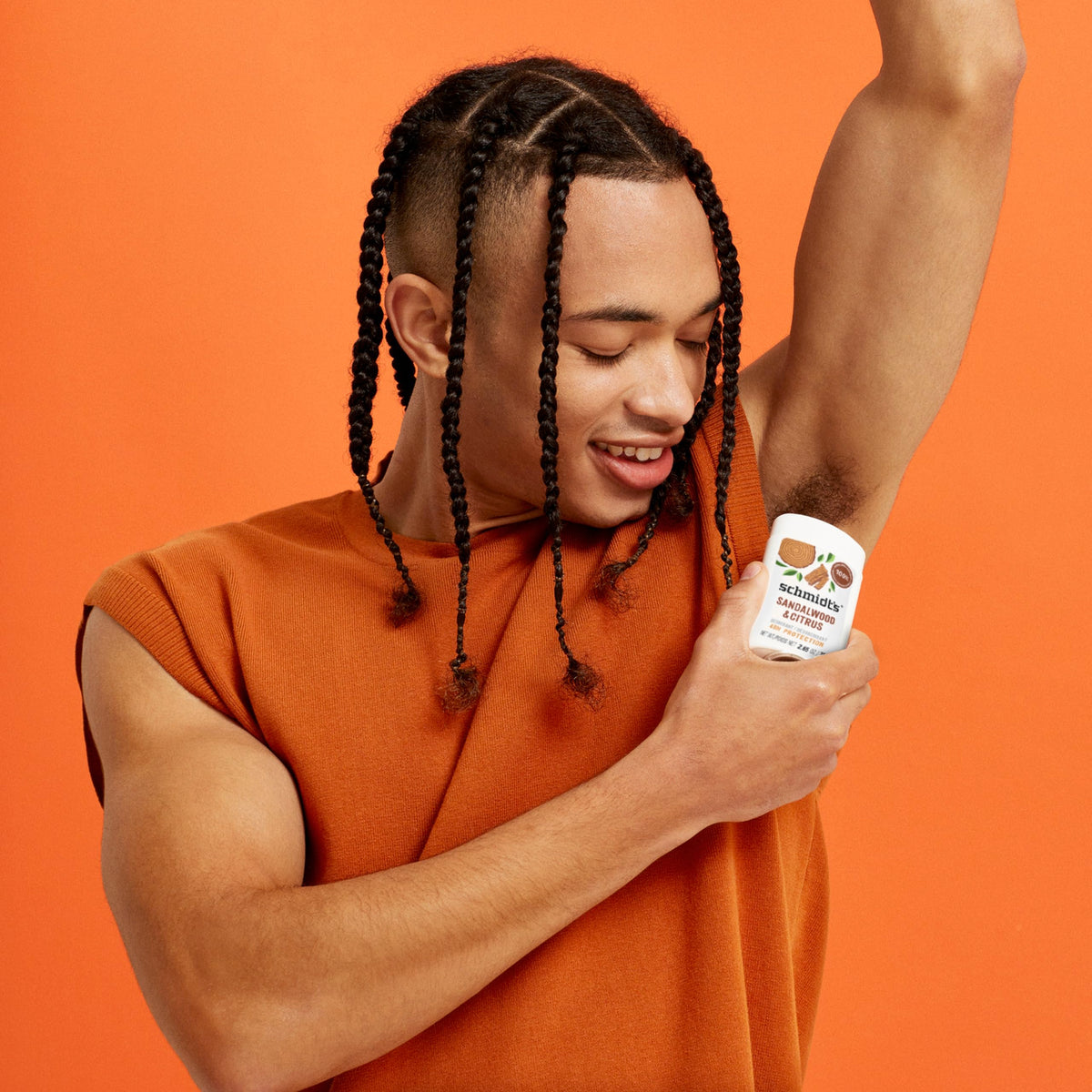 Lifestyle shot of Schmidt's Sandalwood & Citrus Vegan Deodorant