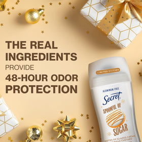 Lifestyle shot of Secret Aluminum Free Deodorant on bathroom shelf