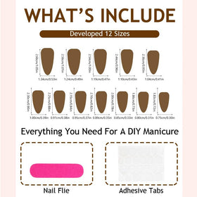 Lifestyle shot of SEENEEY Almond Press on Nails being applied
