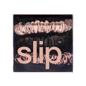 Lifestyle shot of SLIP Silk Hair Ties in use with a stylish hairstyle