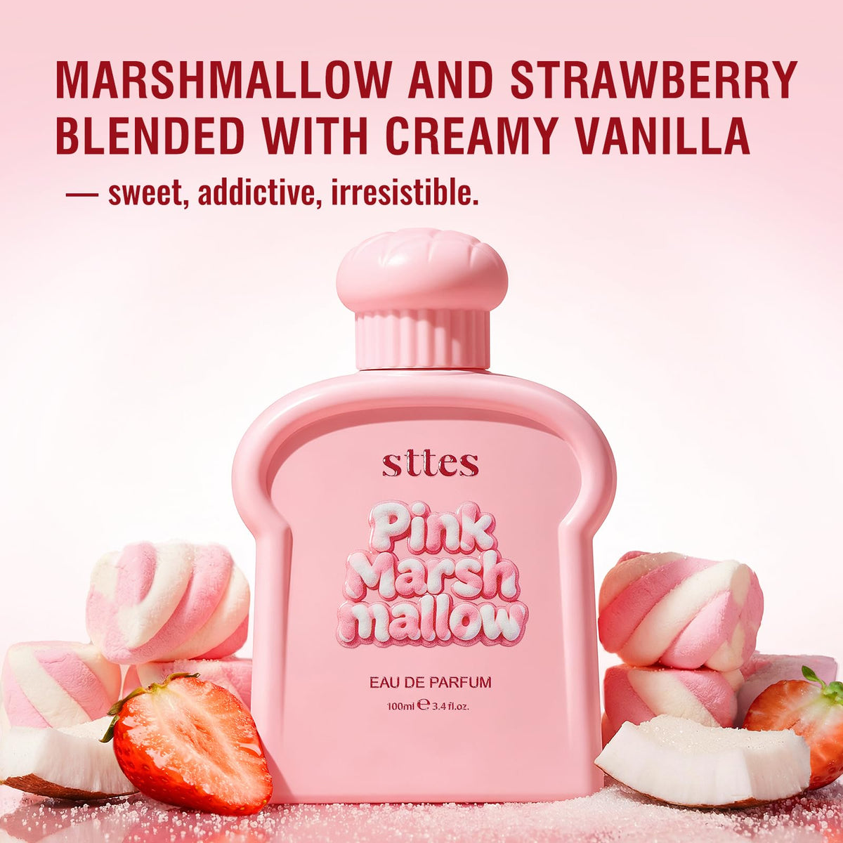 Lifestyle shot of Sttes Marshmallow Eau de Parfum on vanity