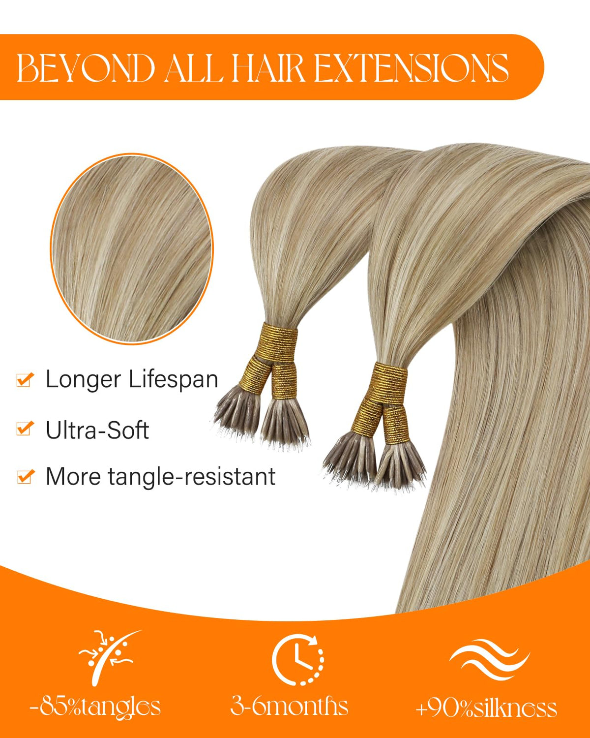 Lifestyle shot of Sunny Hair extensions styled in a ponytail