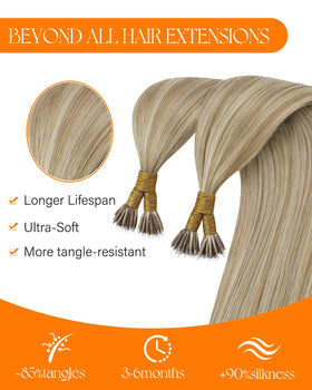 Lifestyle shot of Sunny Hair extensions styled in a ponytail