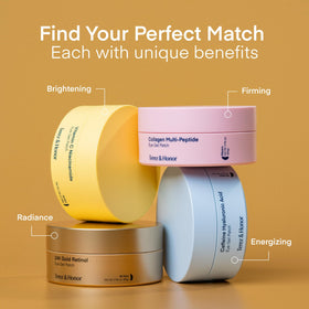 Lifestyle shot of TEREZ & HONOR eye patches in a skincare routine