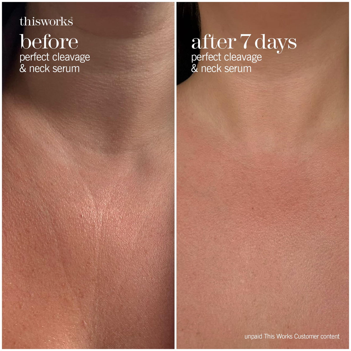 Lifestyle shot of THISWORKS Perfect Cleavage & Neck Serum in a bathroom