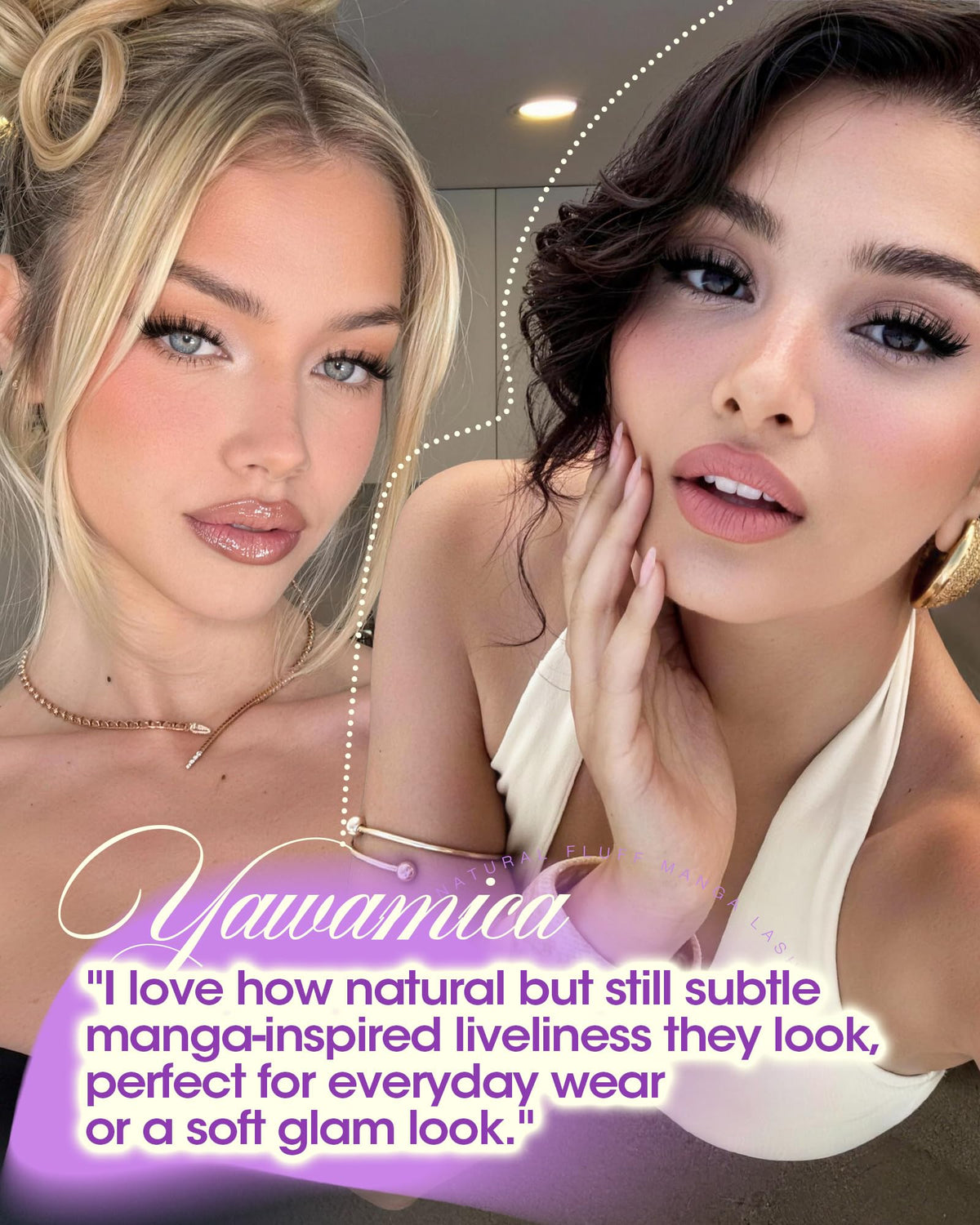 Lifestyle shot of Yawamica Fluffy Manga Lash Clusters on makeup table
