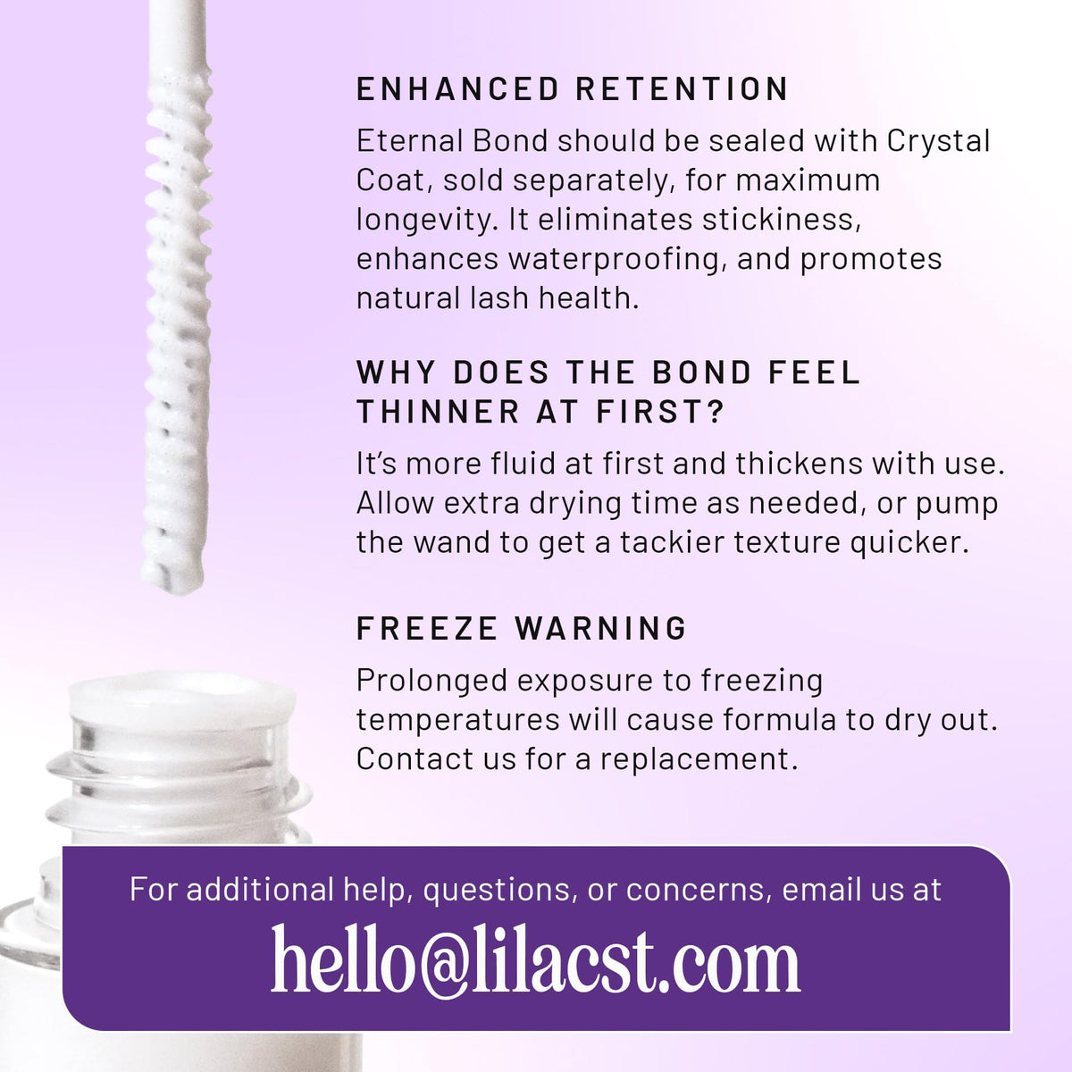 Lilac St. Eternal Bond Lash Glue packaging with description
