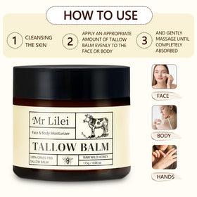 Lilei Beauty Organic Beef Tallow Balm on wooden surface