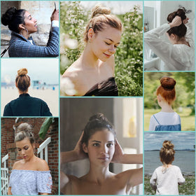 Liliyab Messy Hair Bun Extensions Silver Gray back view