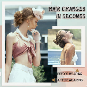 Liliyab Messy Hair Bun Extensions Silver Gray on model