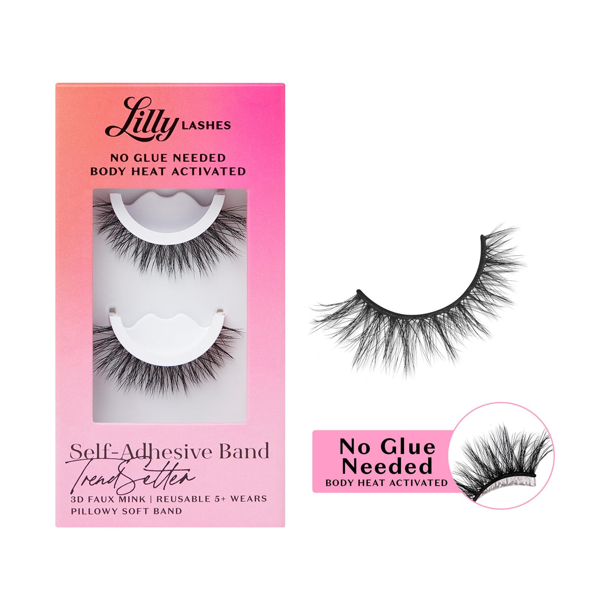 Lilly Lashes 3D Self Adhesive Eyelashes front view in packaging